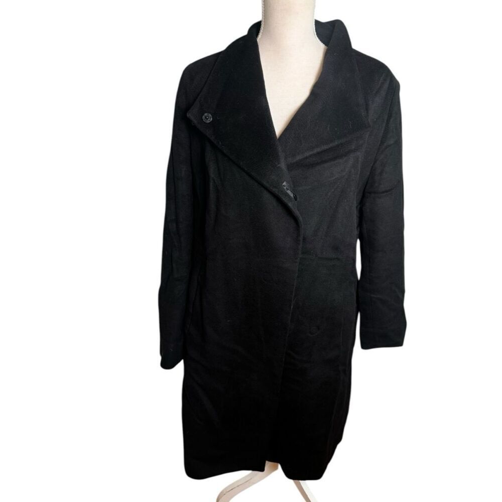 Cinzia Rocca Pure Virgin Wool Long Overcoat Hidden Placket Shawl Collar Size 16